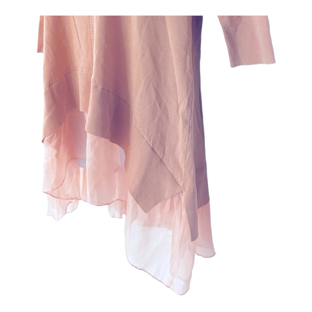 Monroe & Main Flutter Hem Light Sweater Blush Pink Hi Low Romantic Tunic Top - Picture 10 of 16